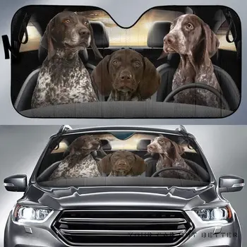  Kolm saksa shorthaired osuti koerad sõidu koera armastaja auto päikesevarju saksa shorthaired osuti väljavalitu auto akna nokats