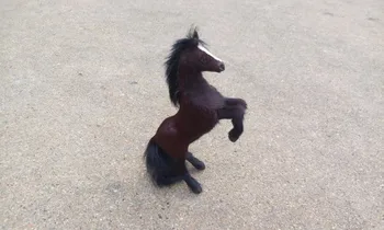  uue simulatsiooni hobune mänguasi polüetüleen & karusnahk pruun hobune mudel kingitus umbes 16.5x7cm 0889