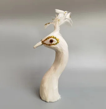  armas valge suled simulatsiooni paabulind pea mudel ornament kodu poole teenetemärgi kingitus umbes 23cm