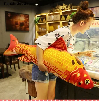  suur 90cm kuldne&red karpkala kala -, plüüš-mänguasi,tõmblukk sulgemise pestav kala pehme nukk viska padi sünnipäeva kingitus h2029