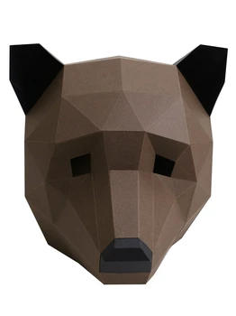  3D Paber Hallituse Pruun Karu Pea Mask Peakatted Loomade Mudel Halloween Cosplay Rekvisiitide Naised Mehed Lepinguosalise Kleit Üles DIY Käsitöö Maskid