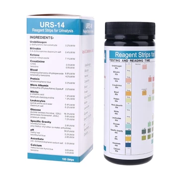  14-in-1 Uriinianalüüsi testribasid 14 Parameeter Uriini Testi Ribad Leukotsüütides Ph