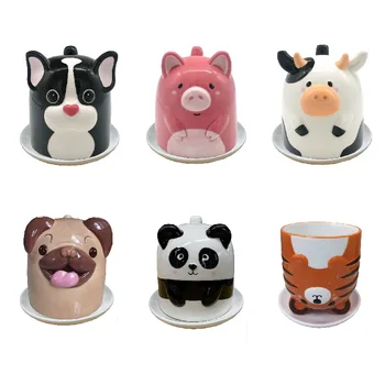  3D Loomad Kruus Loominguline Armas Modelleerimine Panda Koer, Siga, Tiiger Kohvi Kruus 400ML Keraamiline Piima Kruusid Tee Tass Alustass Jõulud Kingitus