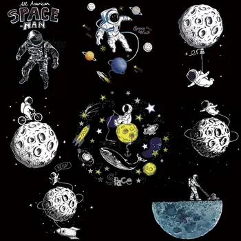  Raud Üleandmise Astronaut Plaaster Kuu Applique soojusülekande Vinyl Cartoon Ruumi Plaastrid Kleebised Triipudega Rõivaid T-särk DIY